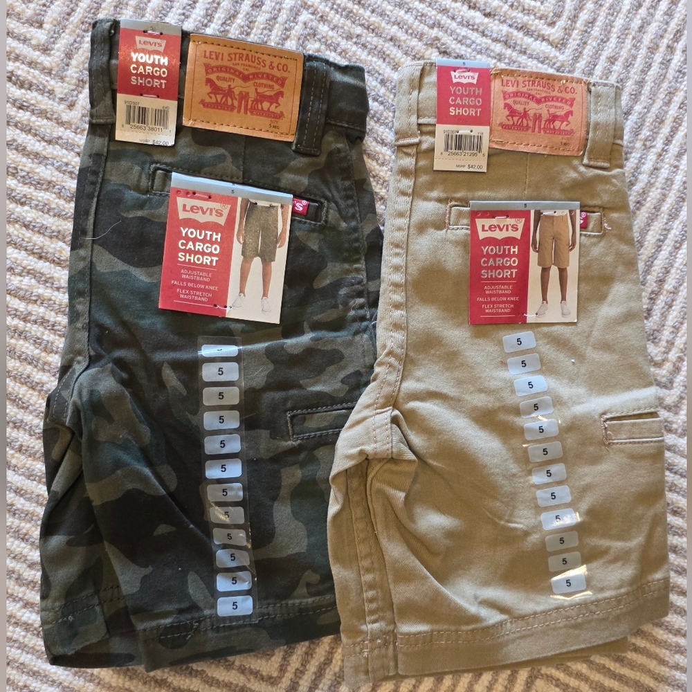 NWT Levi's Kids Cargo Shorts - Camouflage and Khaki SIZE 5